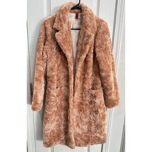 Vintage Jacket Women's Pink Faux Fur Coat Sz Small 90's Velvet Teddy Y2K
